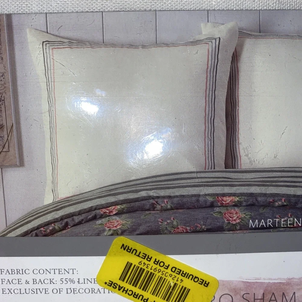 New Jessica Simpson‎ Marteen Euro sham linen blend Blush Pink, Gray, Cream 26